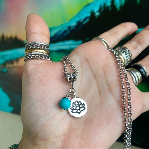 🔴Stainless steel chain turquoise & lotus flower - Picture 7 of 11